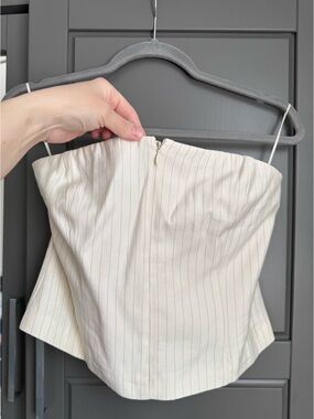Mango Cream Striped Dress Top